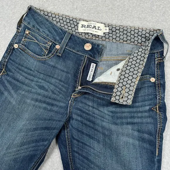 Ariat REAL Jeans Womens 28S (29 x 30) Rosa Perfect Rise Boot Cut Lita Denim - Picture 7 of 14